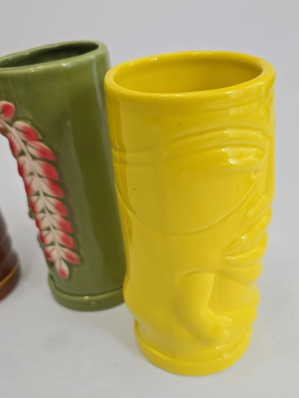 Tiki Novelty Set Of 3 Tiki Porcelain Cups Polynesian Hawaiian Luau
